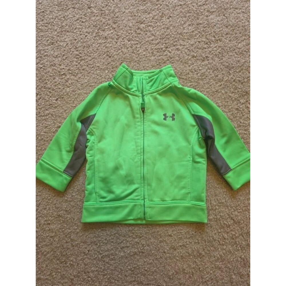 Under Armour Baby 3-6 Months Neon Green & Gray Zip Lightweight Jacket Fall